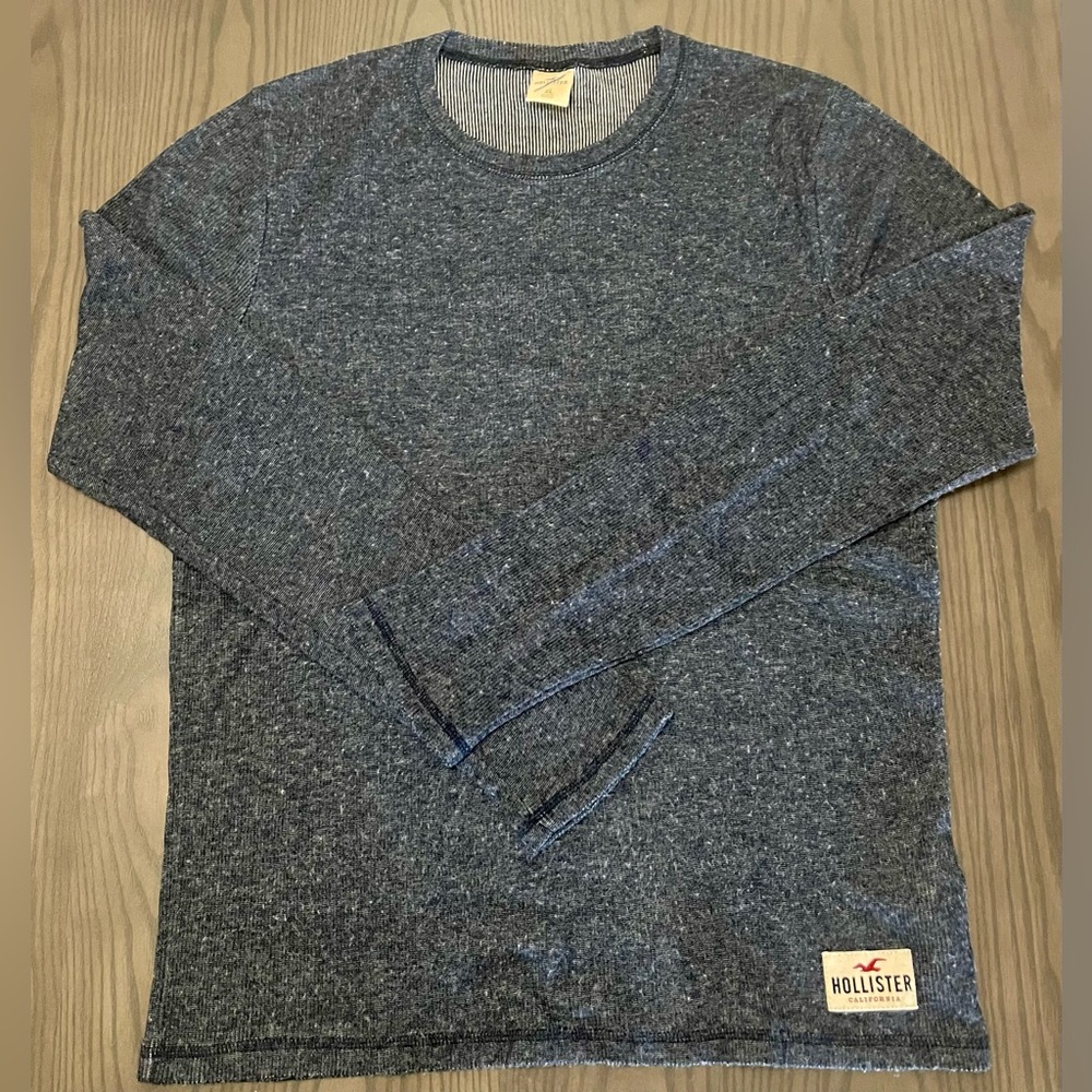 Hollister California Layering Pullover Crewneck Long Sleeve Marled Blue Men's XL